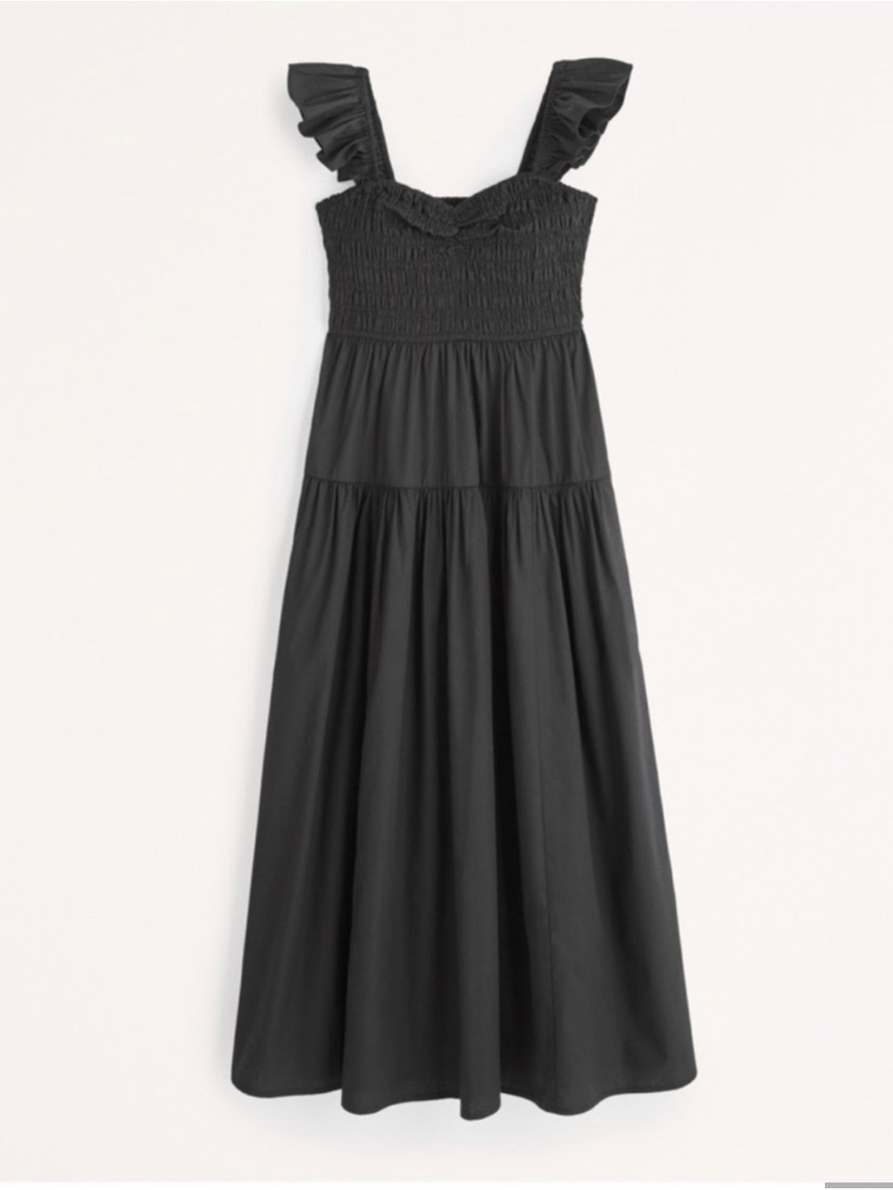 Abercrombie & Fitch Black Ruffled Strap Smocked Maxi Dress NWOT size large